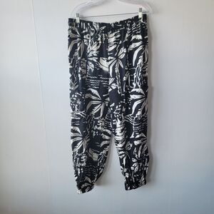 Panama Jack womens Cargo Jogger Pants size XL elastic tie waist  linen blend